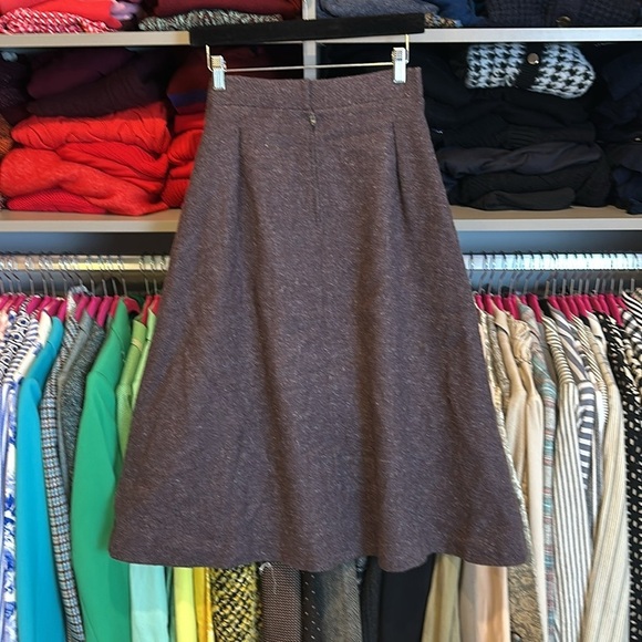 Vintage Angelo Fabrics aubergine pleated back zipper wool skirt size 7 - Picture 3 of 3
